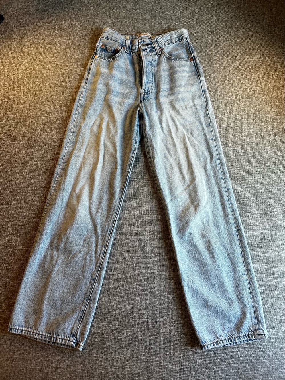 Levi’s Premium Ribcage Straight Ankle Jeans Big E Light Wash W24 L27 Womens